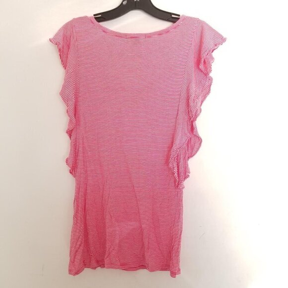 Banana Republic Striped Flutter Ruffle Sleeve Top - Picture 3 of 7